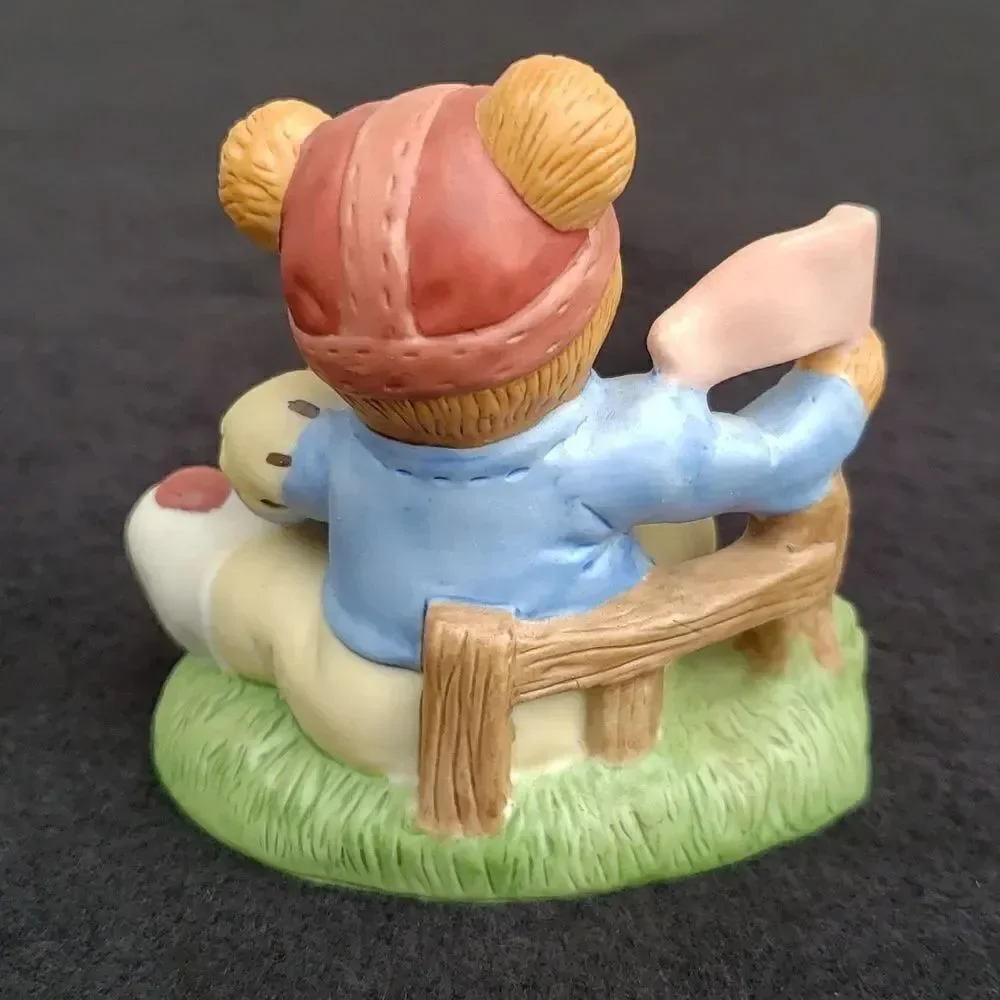 Vintage Homco Set of 2 Game-Day Bears Porcelain Figurines #14981-98